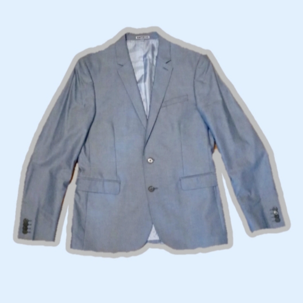 Gray express mens suit jacket sport coat blazer slim fit medium